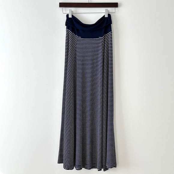 Gap Navy Blue & White Striped Jersey Maxi Skirt - Picture 1 of 16